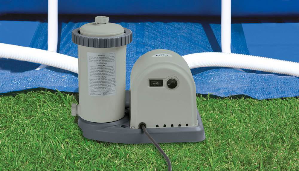 Intex 48in x 18ft Inflatable Round Metal Frame Above Ground Pool with Ladder, Pump & Protection