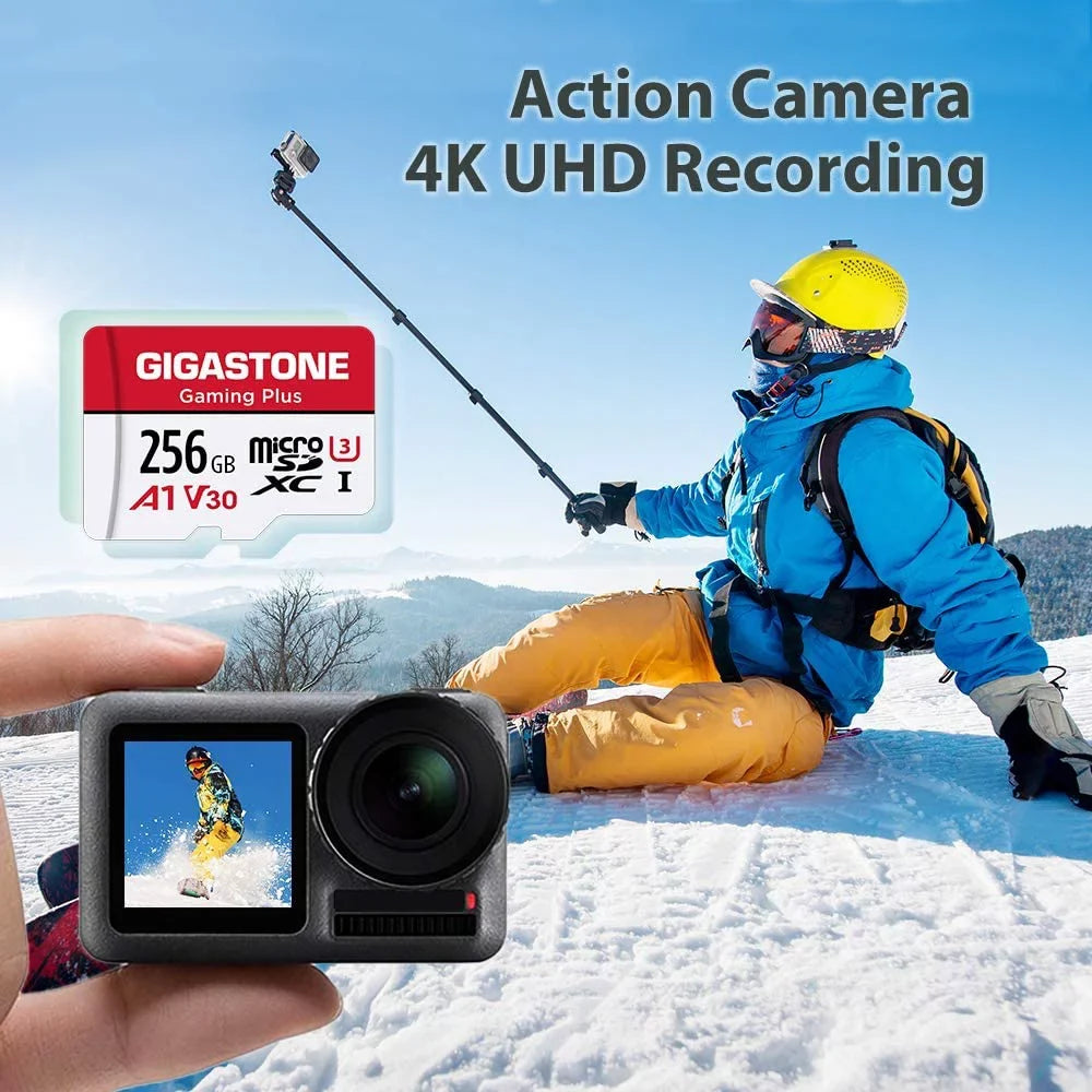 Gigastone 256GB Micro SD Card, Gaming Plus, A1 V30, for Nintendo Switch, High Speed 100MB/s, 4K Video Recording, Fitting with Nintendo Switch Dash Cams GoPro Cameras