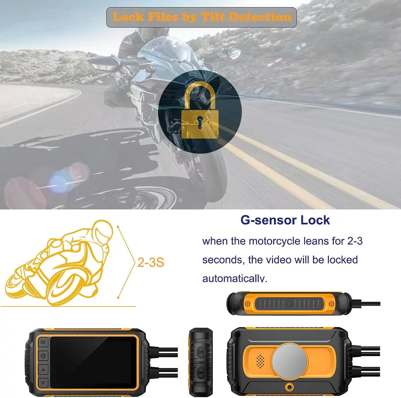 ZOMFOM Dash Cam Waterproof Recording Camera for Motorcycle, 3'' LCD Front and Rear FHD 1080P Waterproof Lens Wide Angle 150° with Wi-Fi, GPS, Wired Control, EIS and G-Sensor, Max up to 256GB