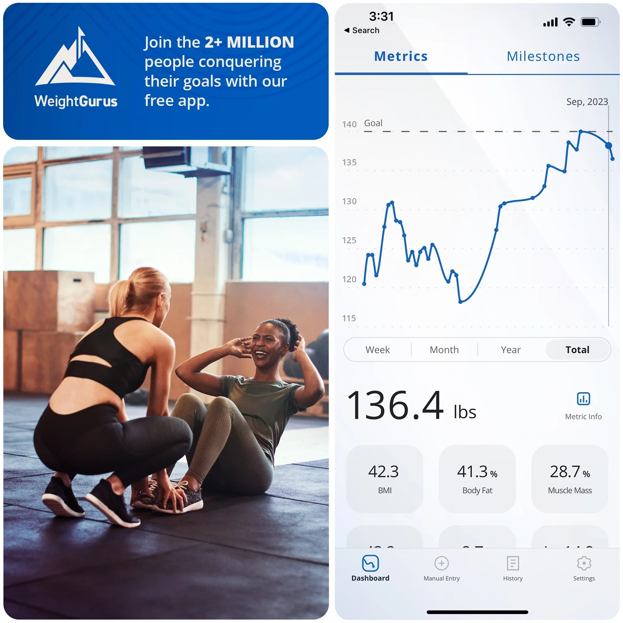 Excellent Goods Verve Digital Smart Bathroom Scale, Bluetooth and WiFi Enabled Featuring AccuCheck and SwiftSync, 10 User Profiles with Free Tracking App