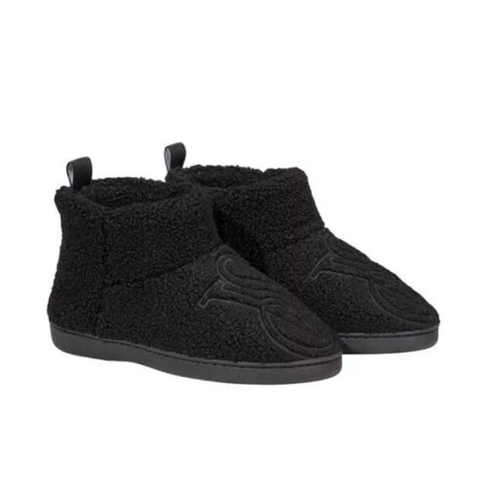 Victoria's Secret Soft Plush Fleece Booties Slippers Boots Slides Logo Black Size Large (9/10) NWT
