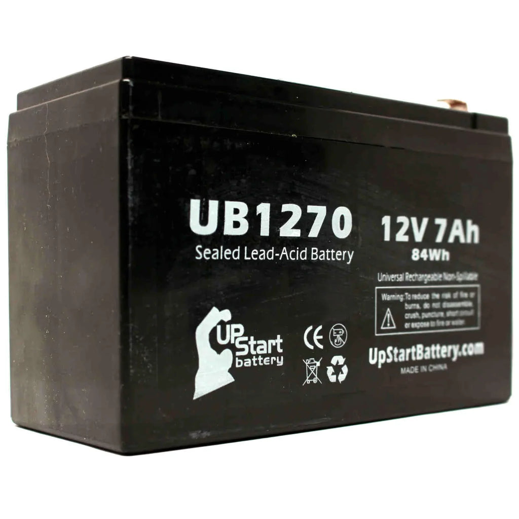 2x Pack - Suitable Upsonic PCM35 Battery - Replacement UB1270 Universal Sealed Lead Acid Battery (12V, 7Ah, 7000mAh, F1 Terminal, AGM, SLA) - Includes 4 F1 to F2 Terminal Adapters