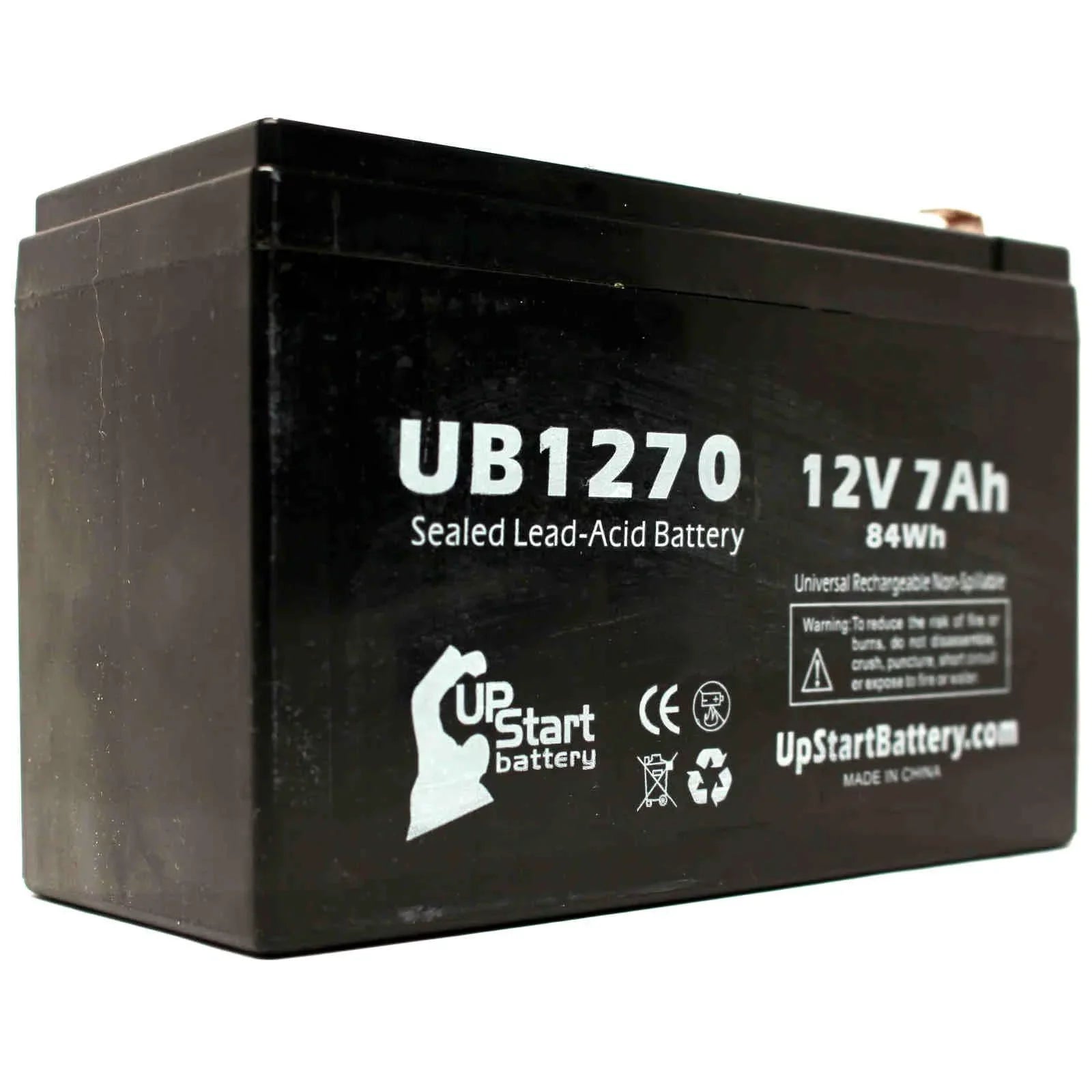2x Pack - Suitable Upsonic PCM35 Battery - Replacement UB1270 Universal Sealed Lead Acid Battery (12V, 7Ah, 7000mAh, F1 Terminal, AGM, SLA) - Includes 4 F1 to F2 Terminal Adapters