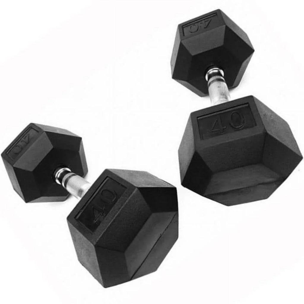 French Fitness Rubber Coated Hex Dumbbell 110 lbs (New)