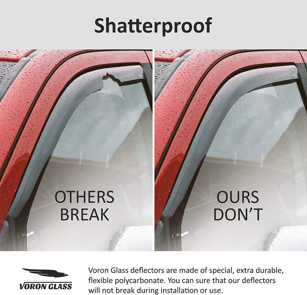 Voron Glass in-Channel Extra Long-lasting Rain Guards for Trucks Dodge RAM 2500 3500 2019-2024 Crew Cab, Window Deflectors, Vent Window Visors, 4 Pieces - 220010v