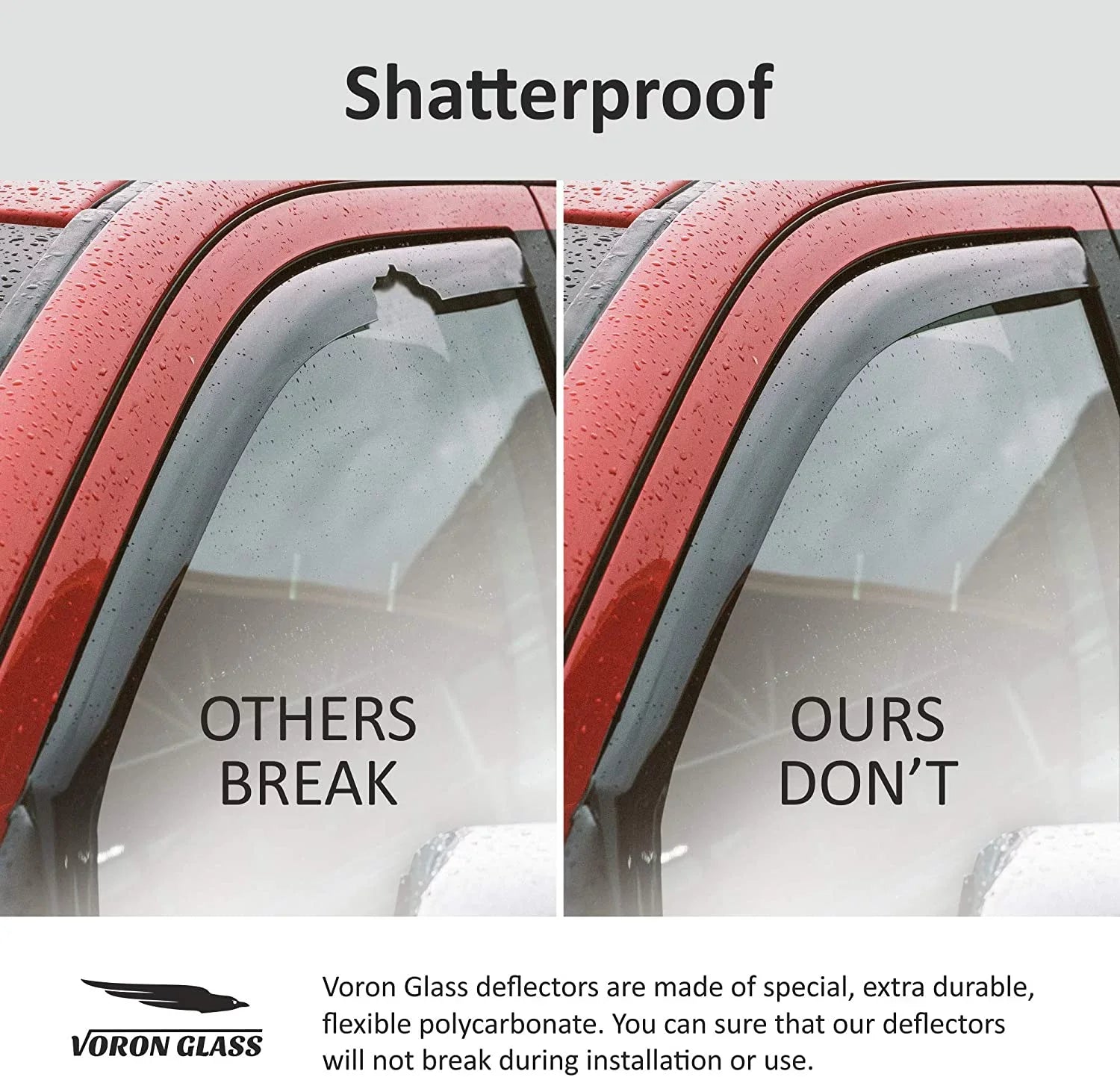 Voron Glass in-Channel Extra Long-lasting Rain Guards for Trucks Dodge RAM 2500 3500 2019-2024 Crew Cab, Window Deflectors, Vent Window Visors, 4 Pieces - 220010v
