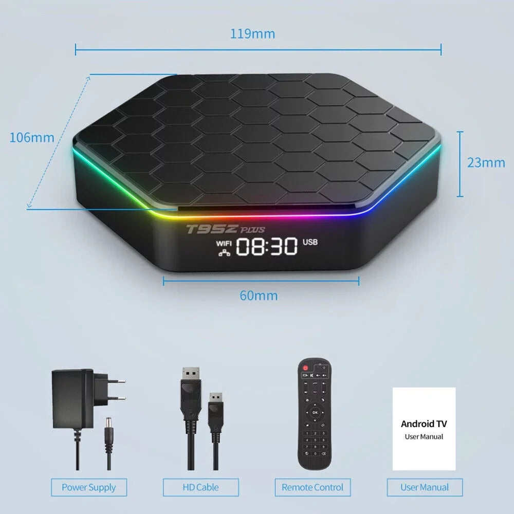 JahyShow 6K HD Stream Player: T95Z Plus Smart Android 12.0 TV Box with 4+128G