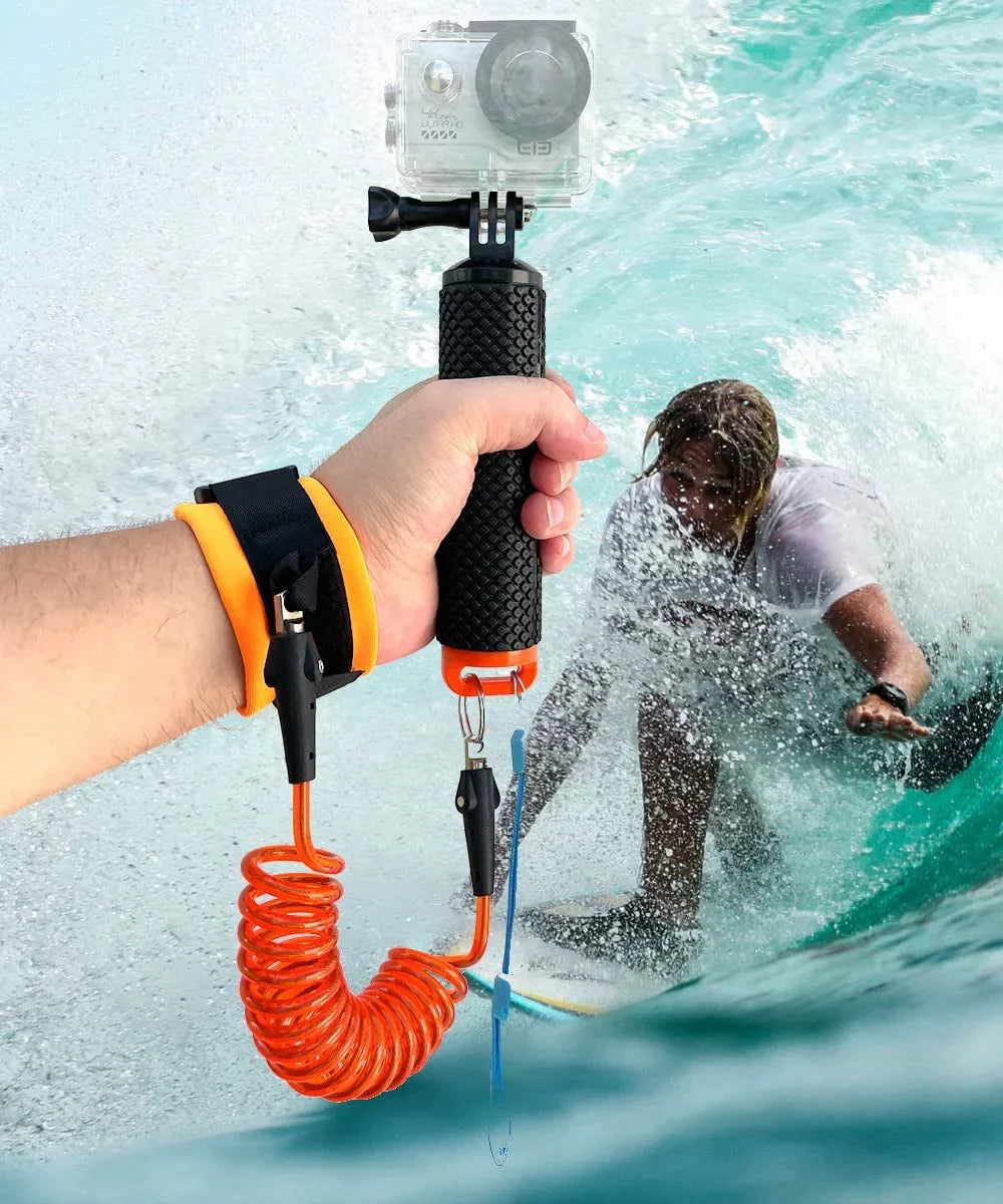 Floating Hand Grip Handle Mount and Steel-Cored Safety Wrist Strap GoPro Holder Mount Insta360 AKASO Underwater