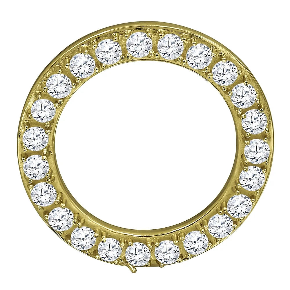 Solid Stainless Steel 14K Yellow Gold Finish Simulated Diamonds Rolex Watch Custom Bezel 32mm Insert Coating Case