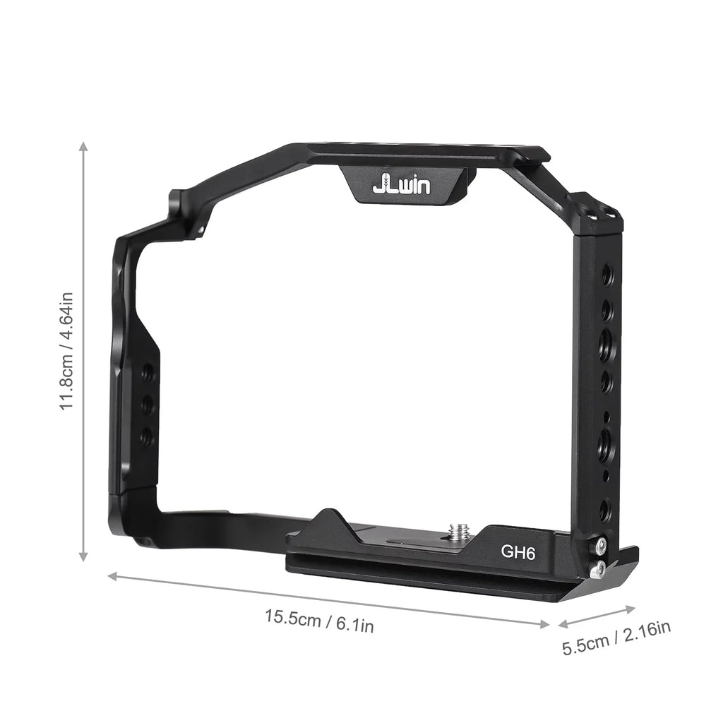 Dcenta Camera Cage Fitting with Panasonic GH6 Aluminum Alloy Construction with Cold Shoe Mount and Extensive Threaded Holes