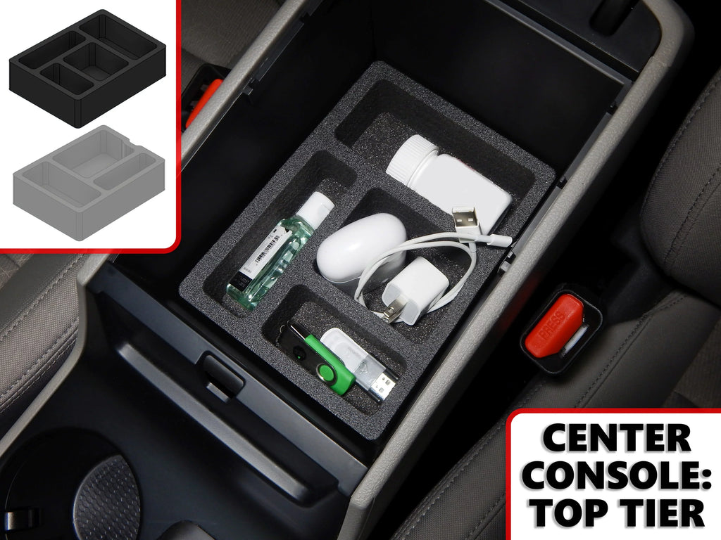 Red Hound Auto Center Console Organizer 2 Piece Stacking Set Vehicle Inserts Suitable with Hyundai Tucson 2016-2019 (Without Hand Brake) Black Anti-Rattle