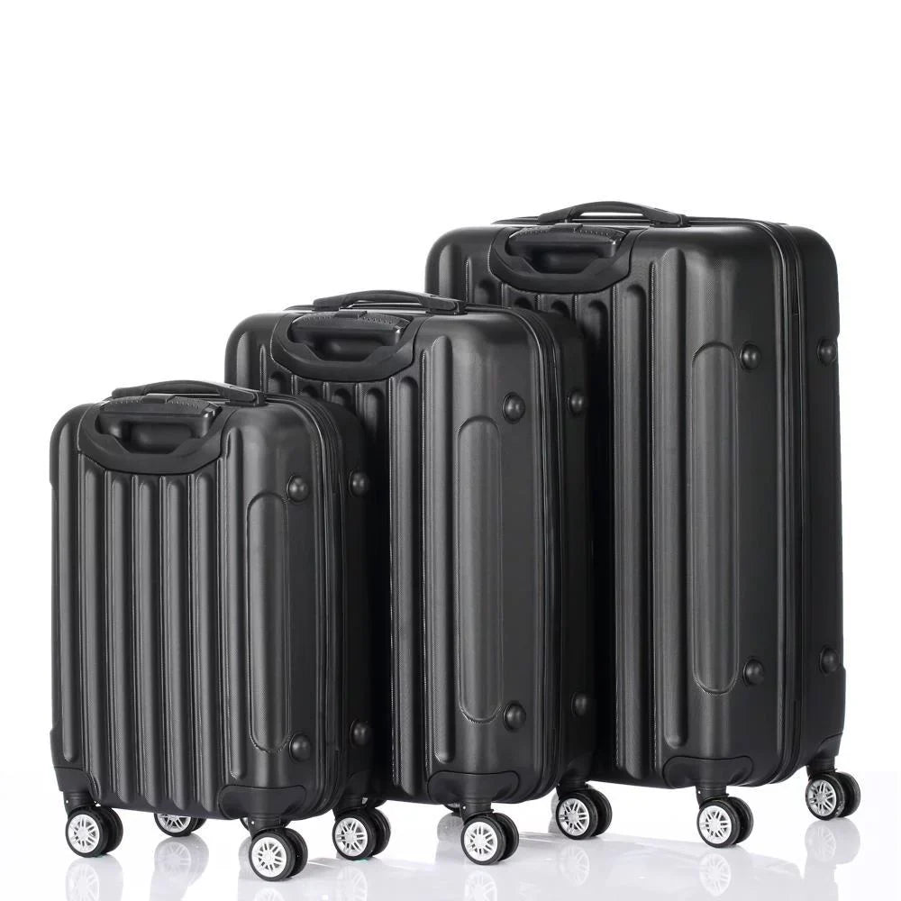 SalonMore 3 Piece Hardside Lightweight Spinner Luggage Bag Set With TSA Lock Black