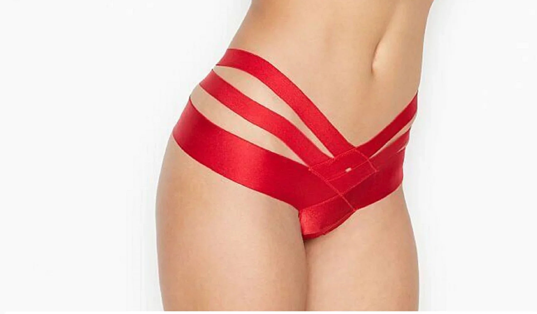 Victoria's Secret Very Sexy Lipstick Red Banded Strappy Cheeky Panty Size Medium NWT