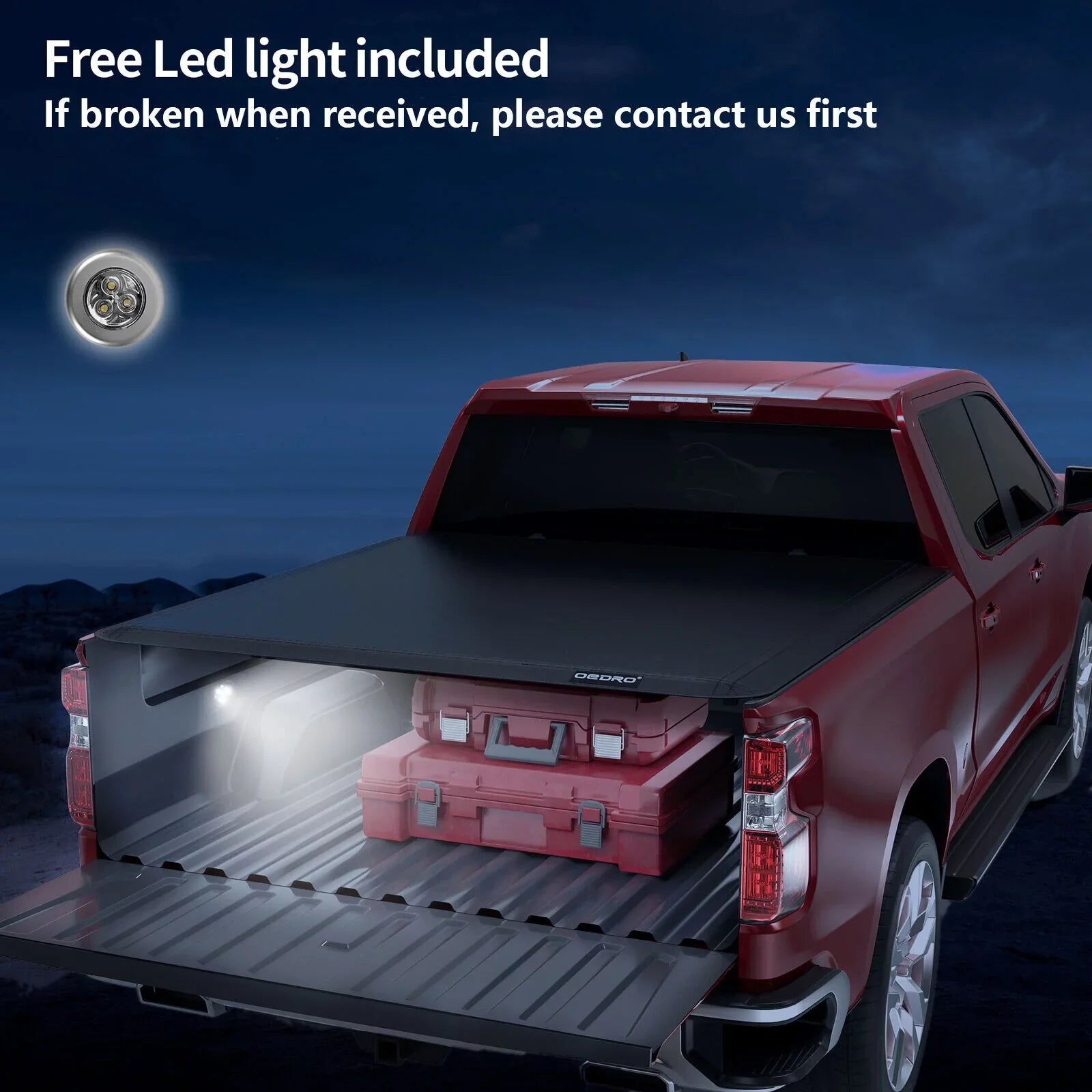 Ledkingdomus 5.5ft Soft 4 Fold Truck Bed Tonneau Shield for 14-21 Toyota Tundra w/ Deck Rail System