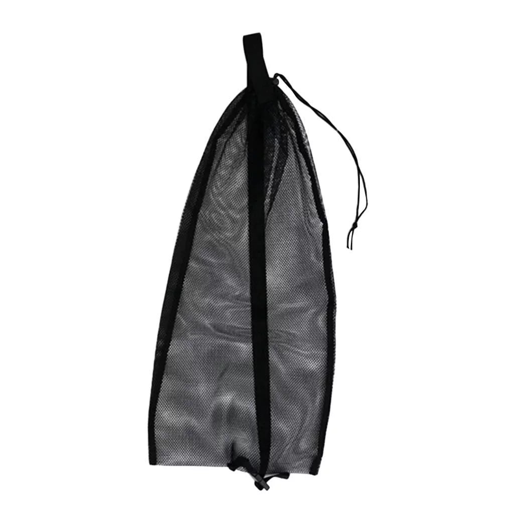 5xDrawstring Mesh Bag Shoulder Strap for Scuba Diving Snorkel Equipment Black