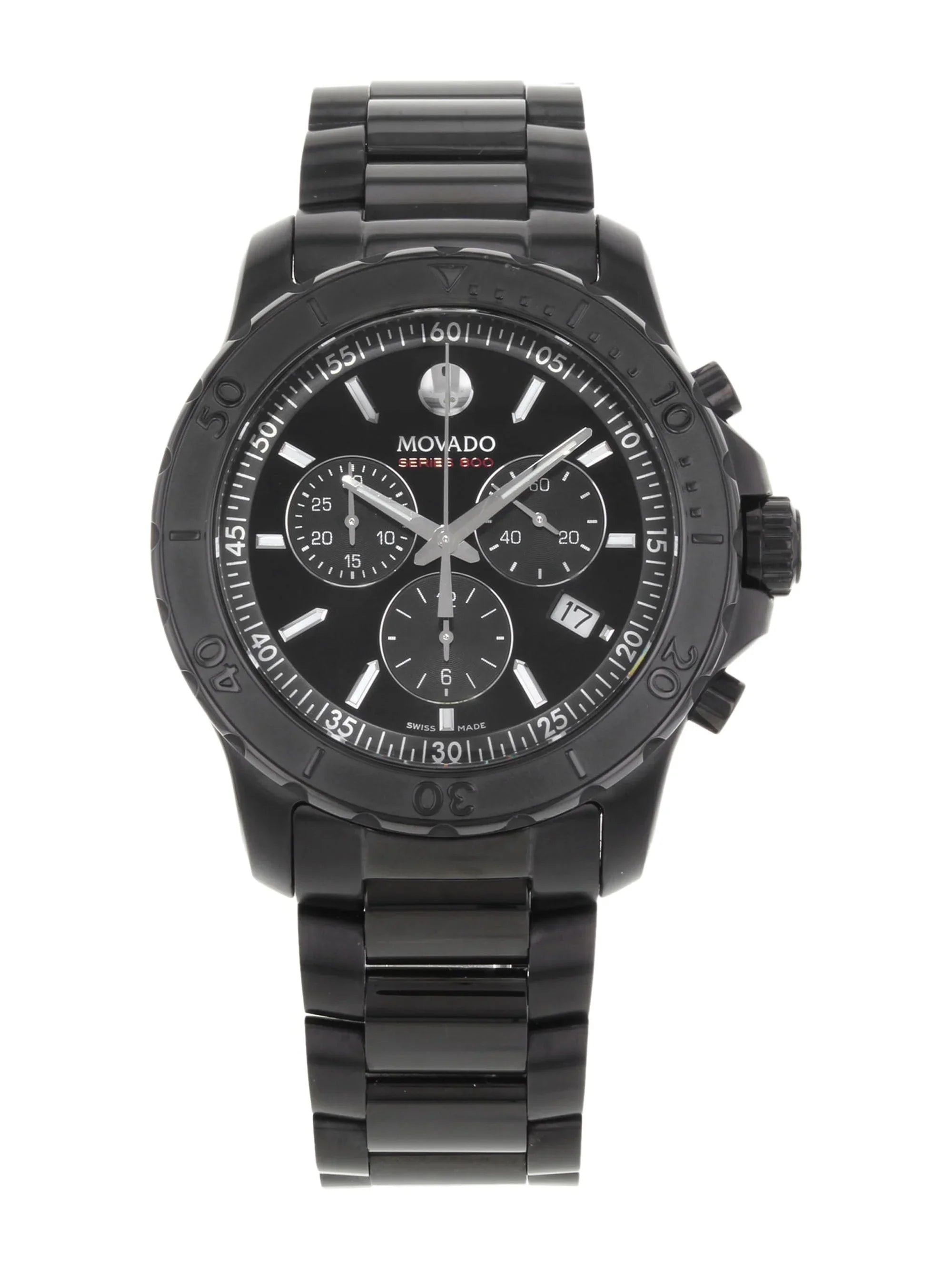 Pre-Owned Movado Series 800 Black PVD Coated Steel Quartz Watch 2600119 (Good)