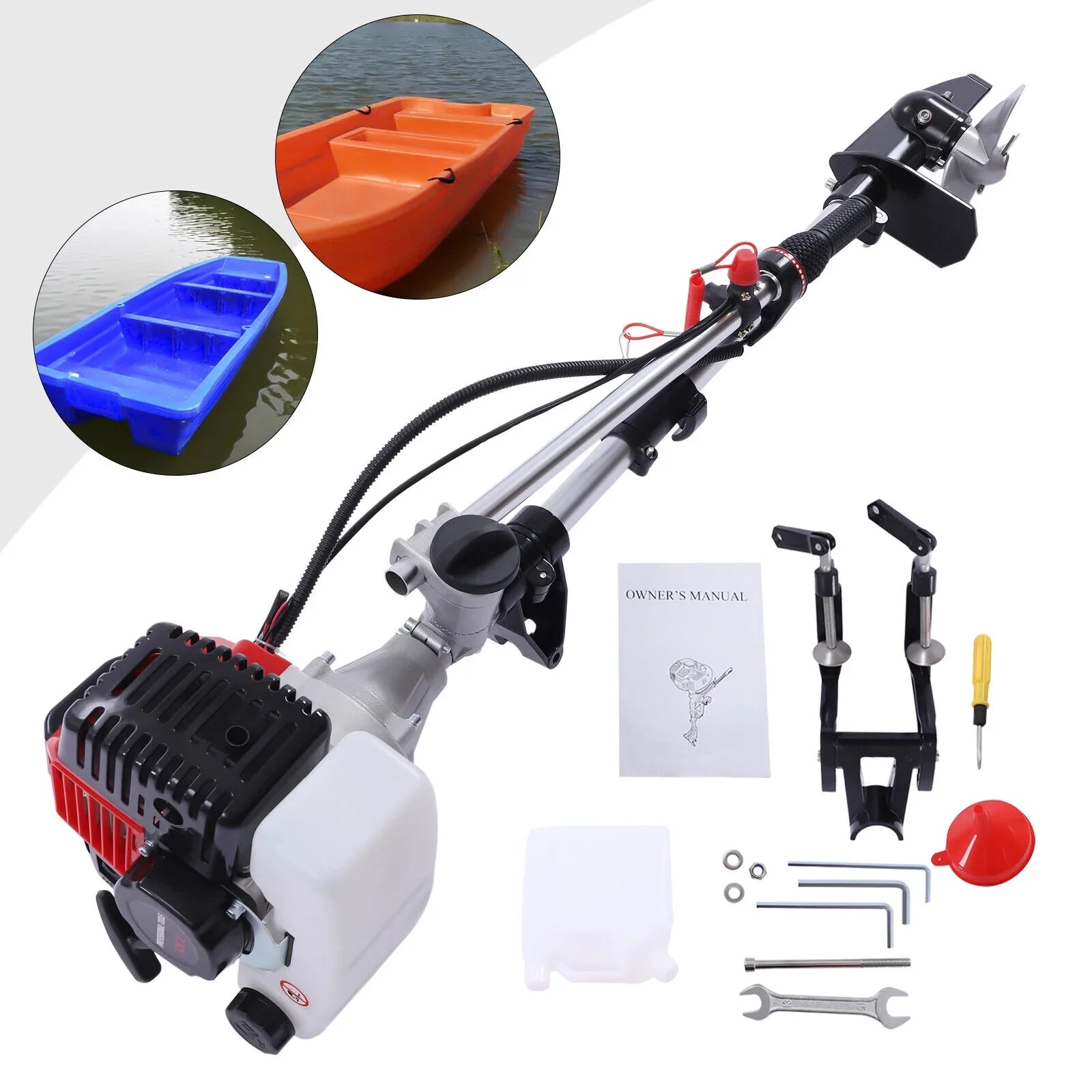 52CC 2.3 HP 2 Stroke Gas-Powered Outboard Trolling Motor Craft Engine Long Shaft