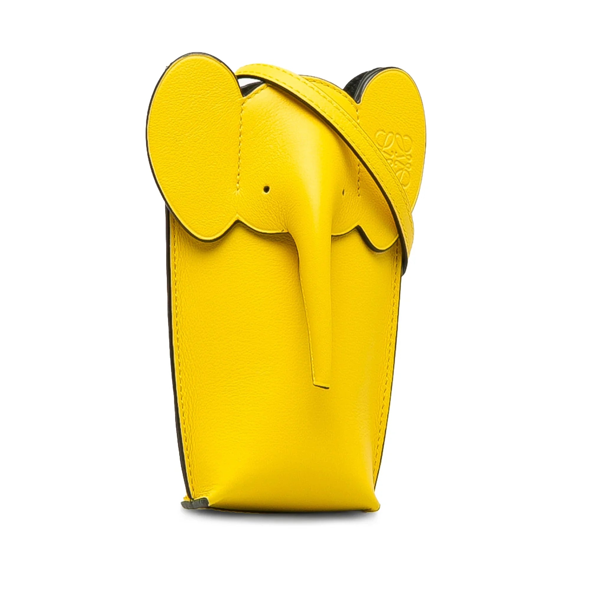 Pre-Owned Authenticated LOEWE Elephant Pocket Crossbody Bag Calf Leather Yellow Unisex (Good)