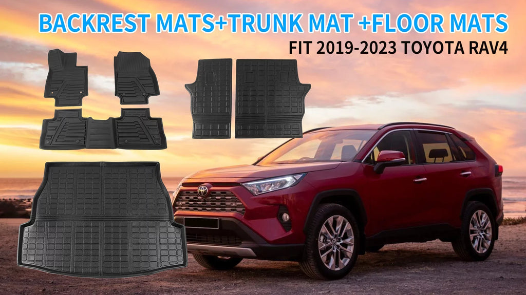 Fit 2019 2020 2021 2022 2023 Toyota Rav4 Floor Mats TPE Cargo Liner All Environment Rear Trunk Mat for Toyota Rav4 Accessories (Backrest Mats+Cargo Liner+Floor Mats)