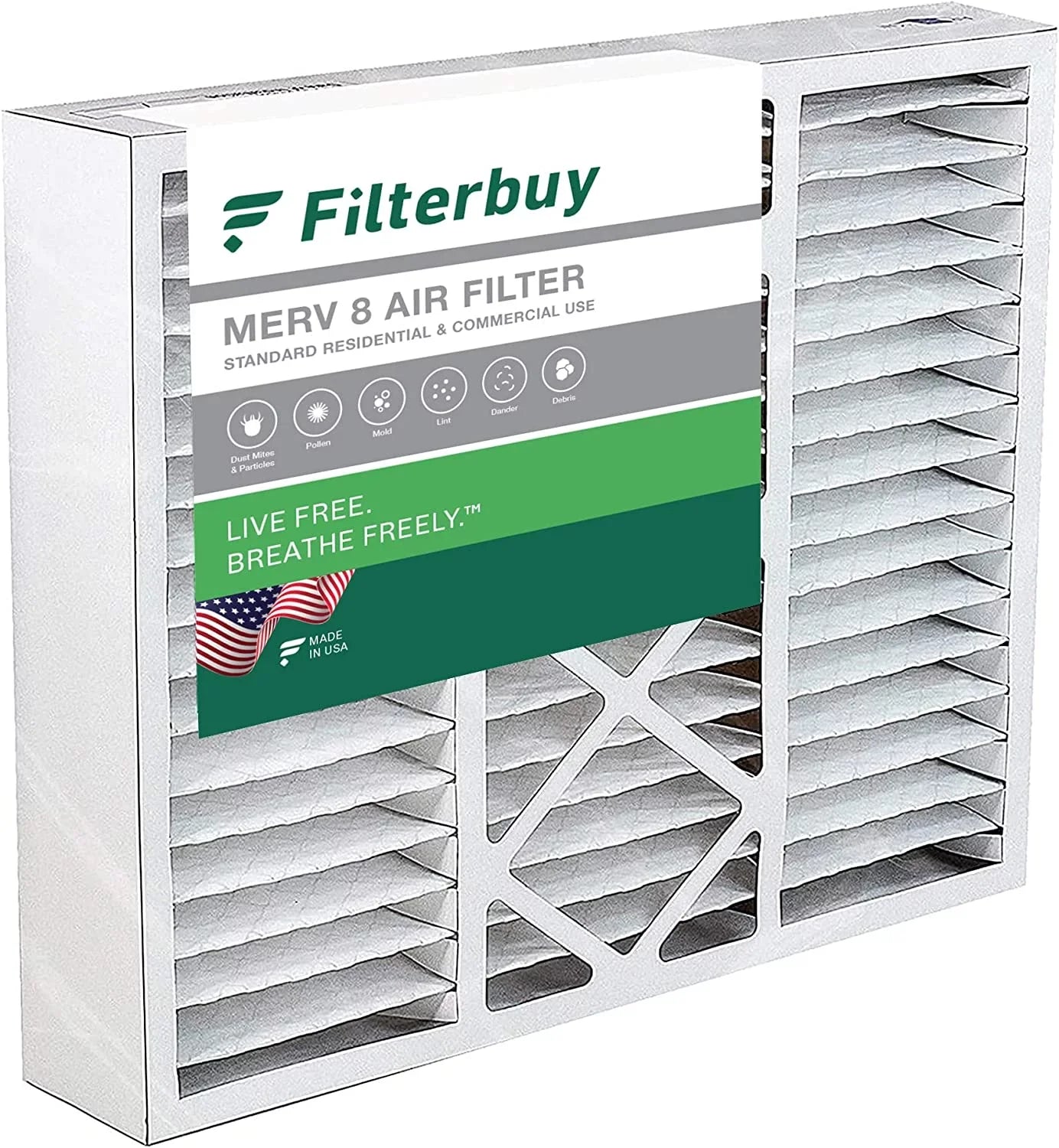 Filterbuy 19x20x5 MERV 8 Pleated HVAC AC Furnace Air Filters for Bryant/Carrier FILXXFNC0021, Day & Night, and Payne (1-Pack)