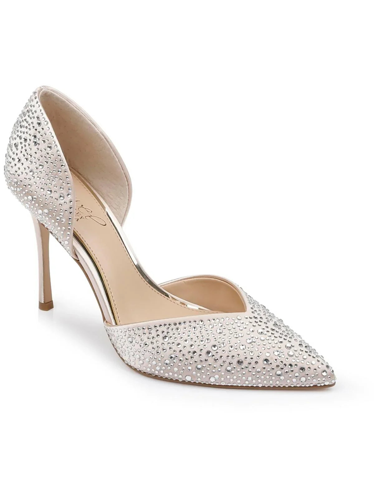 Jewel Badgley Mischka Womens Satin Rhinestone D'Orsay Heels