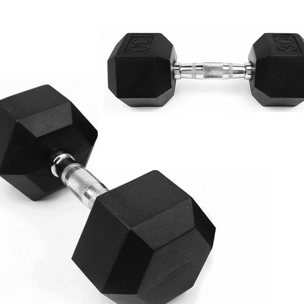 French Fitness Rubber Coated Hex Dumbbell 110 lbs (New)