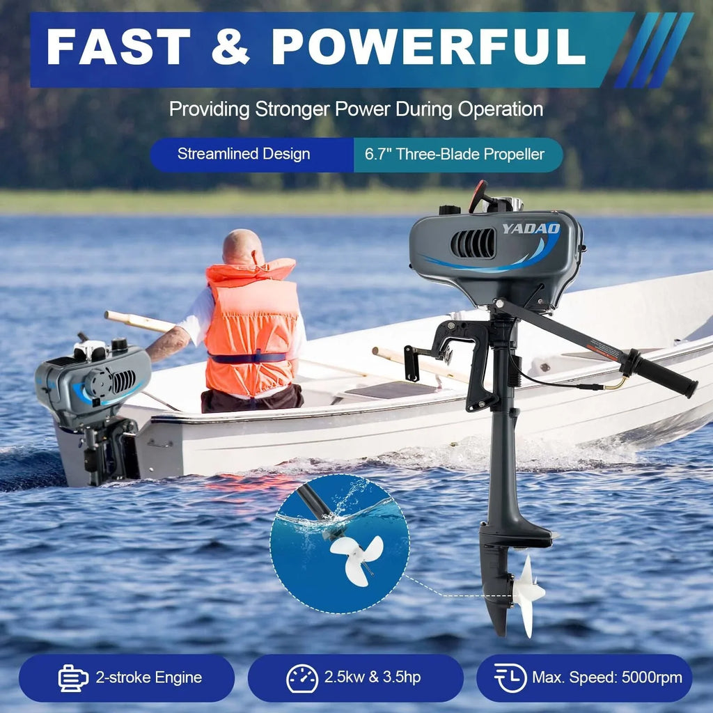 Heavy Duty 3.5HP 2 Stroke Outboard Engine Motor Vessel Engine Water Cooling System
