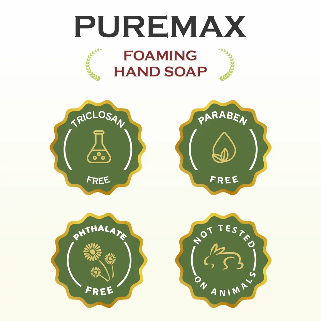 Puremax Foaming Hand Soap Lavender Refills with Essential Oils | Gentle, Moisturizing 128 fl oz