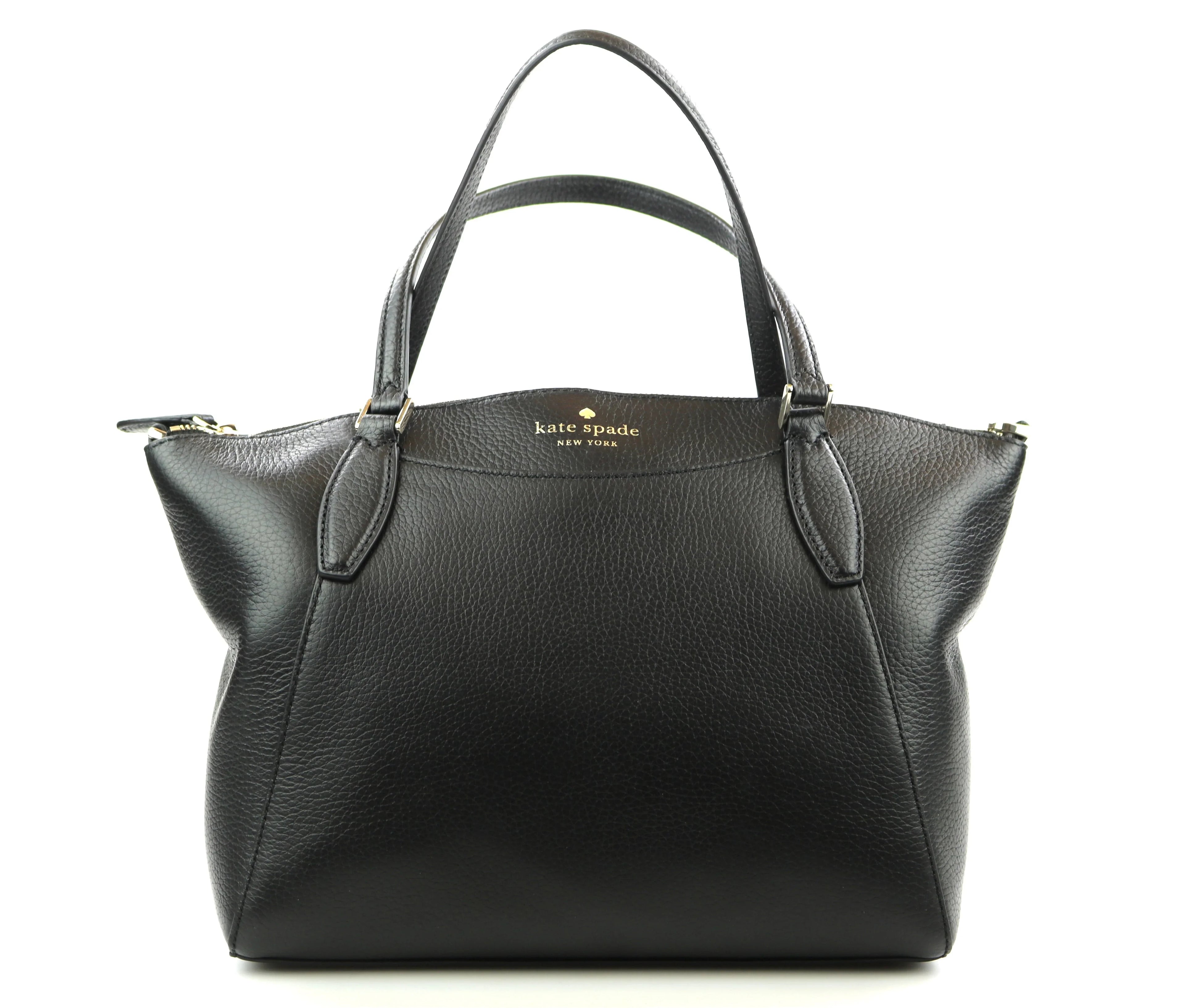 Kate Spade Monica Medium Black Pebbled Leather Satchel Bag Crossbody Handbag