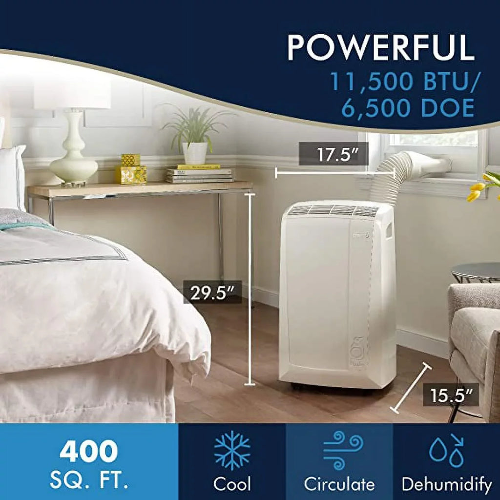 Restored DeLonghi 6,700 BTU (10,000 BTU ASHRAE) 3-Speed Portable Air Conditioner with Dehumidifier (Refurbished)