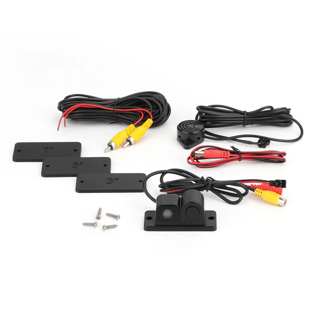 Car Rear View Camera + Sound Alarm + Sensor Radar 3 in 1 Car Park System Kit