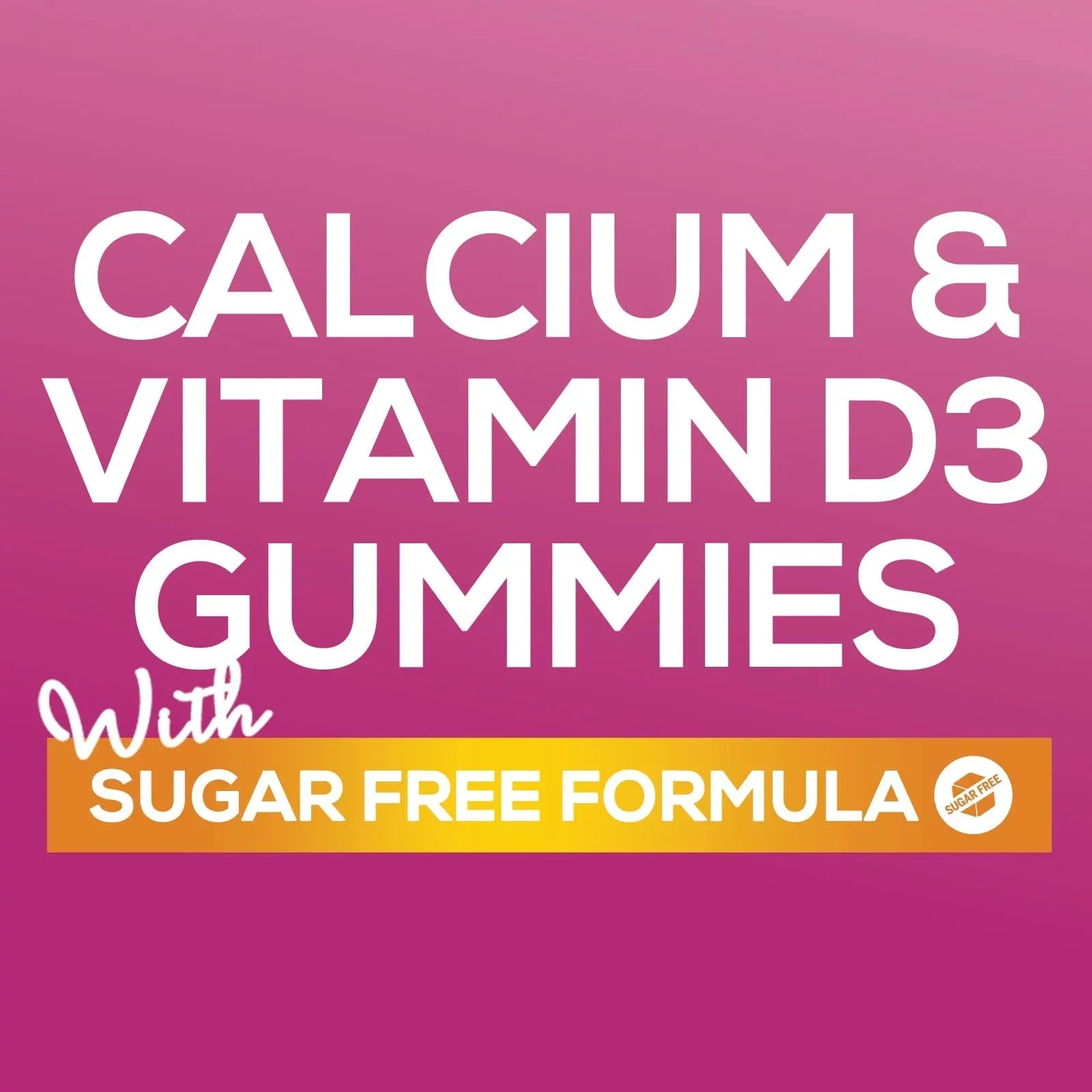 Sugar Free Calcium Gummy Bites Plus 400 IU Vitamin D3, Bone Health & Immune Support, Supports Bone Strength - Chewable Calcium Nutrition Supplement, Non-GMO, Berry Flavor Chews - 120 Gummies