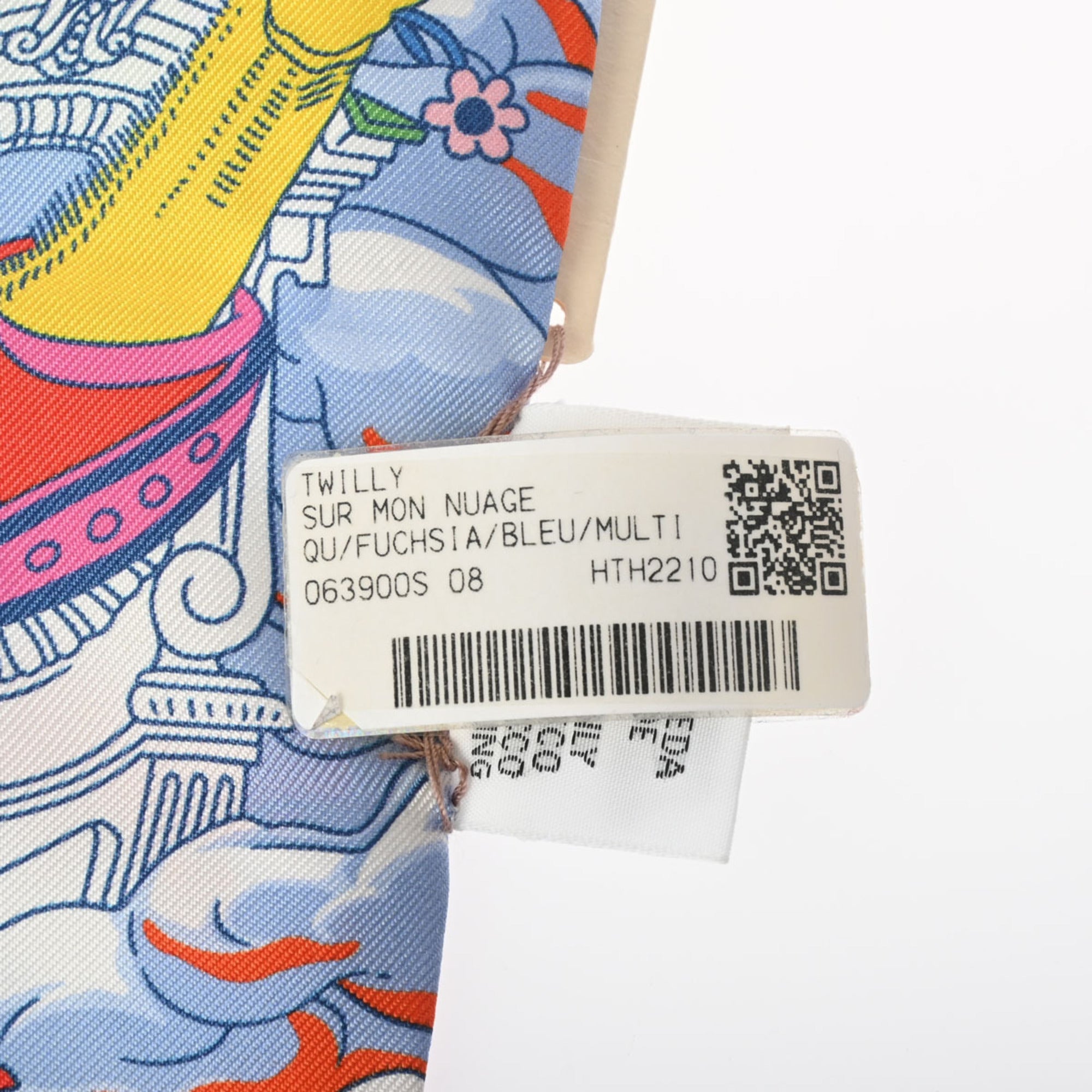 Pre-Owned HERMES Twilly SUR MON NUAGE Pink/Multicolor 063900S Women's 100% Silk Scarf Muffler (Good)