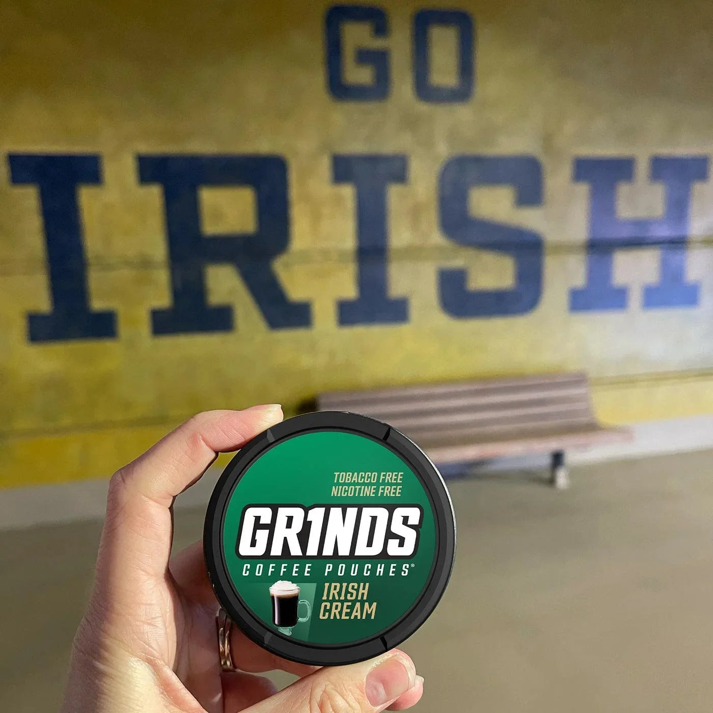 Grinds Coffee Pouches | 3 Cans of Irish Cream | Tobacco Free, Nicotine Free Healthy Alternative | 18 Pouches Per Can | 1 Pouch eq. 1/4 Cup of Coffee (Irish Cream)