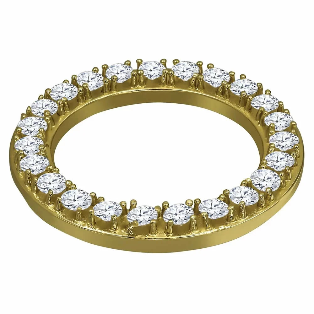Solid Stainless Steel 14K Yellow Gold Finish Simulated Diamonds Rolex Watch Custom Bezel 32mm Insert Coating Case