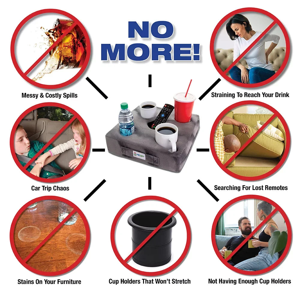 Cup Cozy Deluxe Pillow (Navy) As Seen on TV -The world's BEST cup holder! Keep your drinks close and prevent spills. Use it anywhere-Couch, floor, bed, man cave, car, RV, park, beach and more!