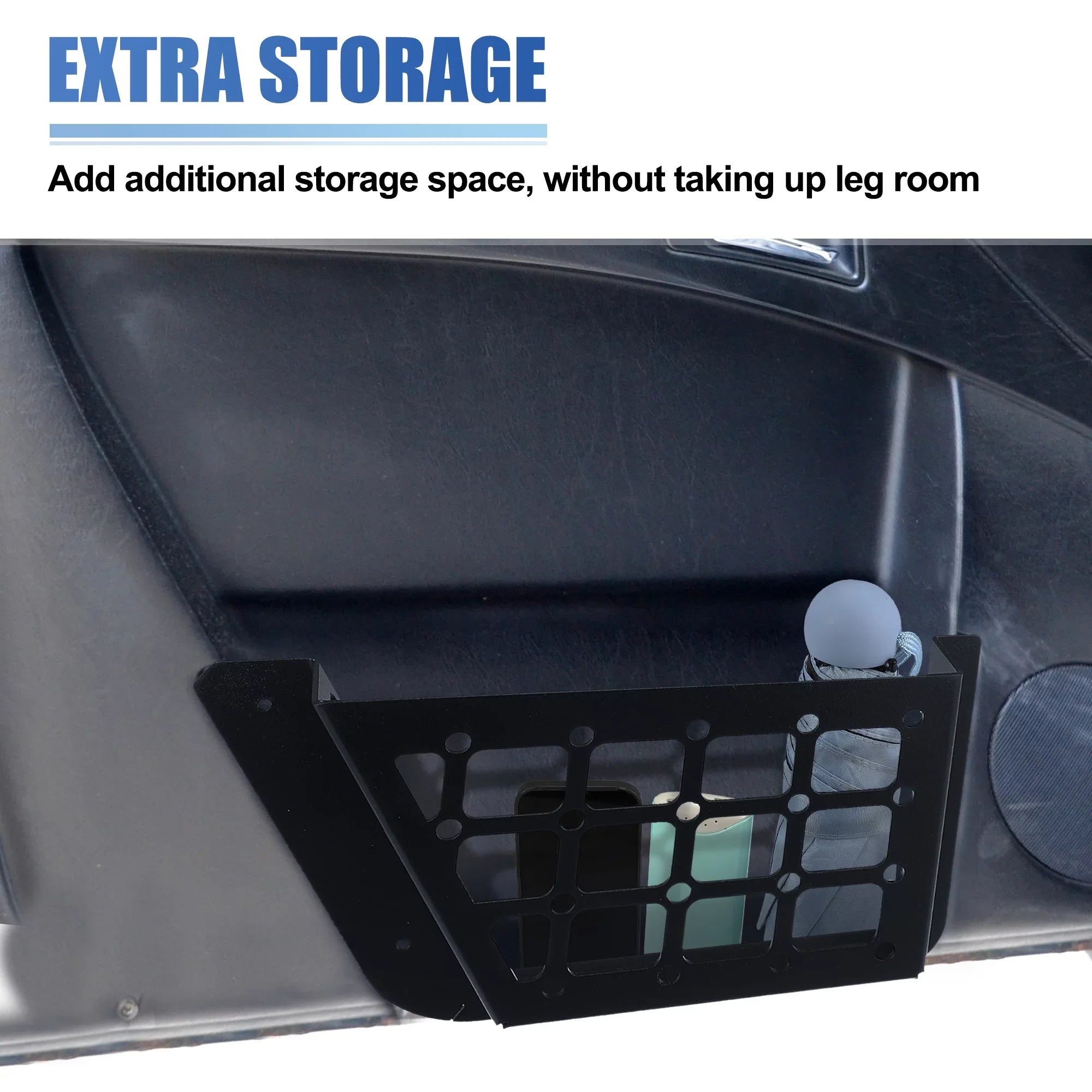 1Pair Rear Door Net Pocket Storage Box Organizer Tray for Ford Bronco 2021 Metal Black