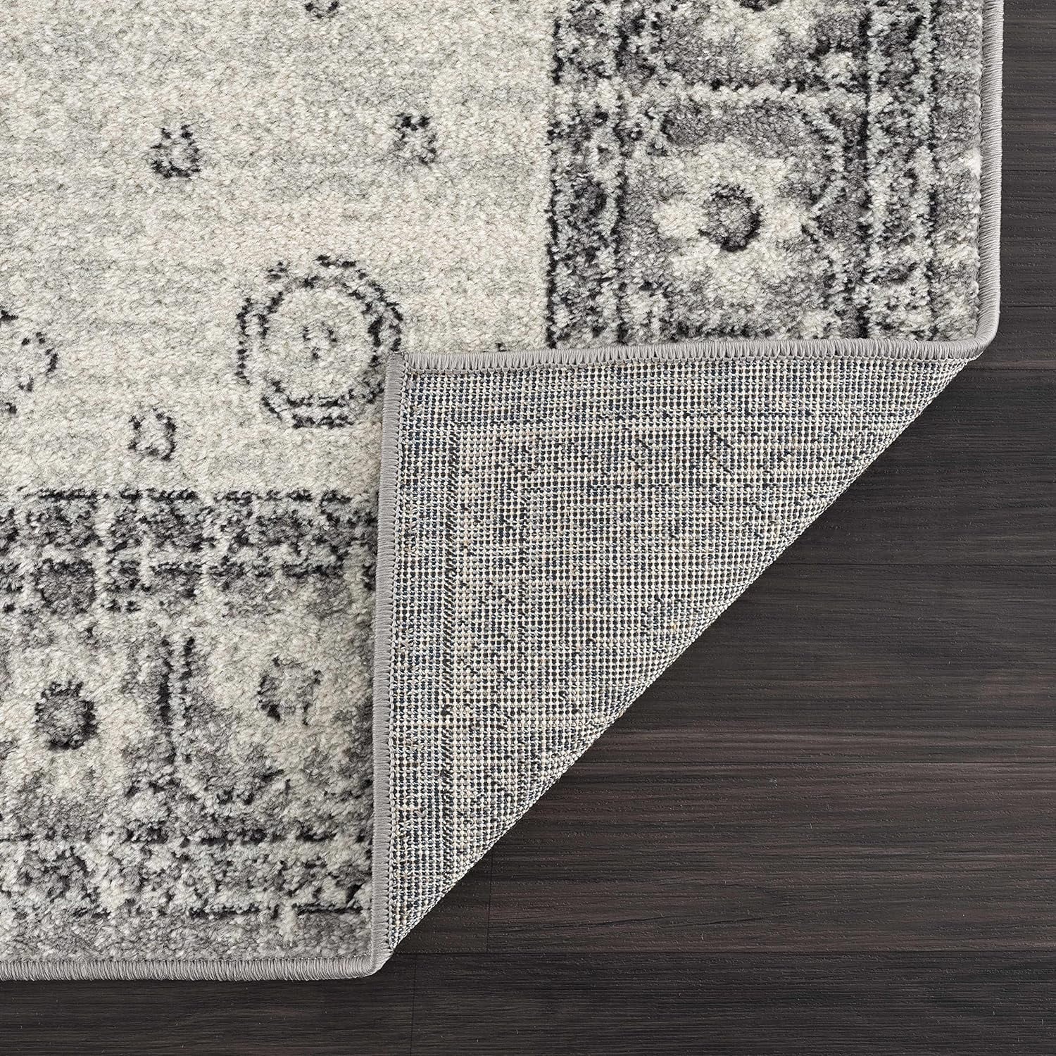 Marash Collection Goksun Persian Traditional Living Room, Bedroom, Indoor Area Rug - Oriental Medallion Pattern - Boho Vintage Distressed - Grey, Beige - 7'10" X 10'