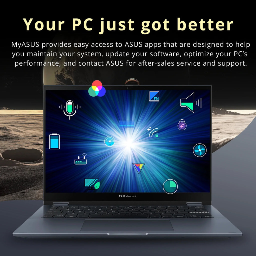 ASUS Vivobook S 14 Flip 14" FHD Touch Display, Core i5-12500H CPU, 8GB DDR4 RAM, 512GB SSD, NumberPad, Thunderbolt 4, Windows 11 Home, Quiet Blue, Hotface 32GB USB Card