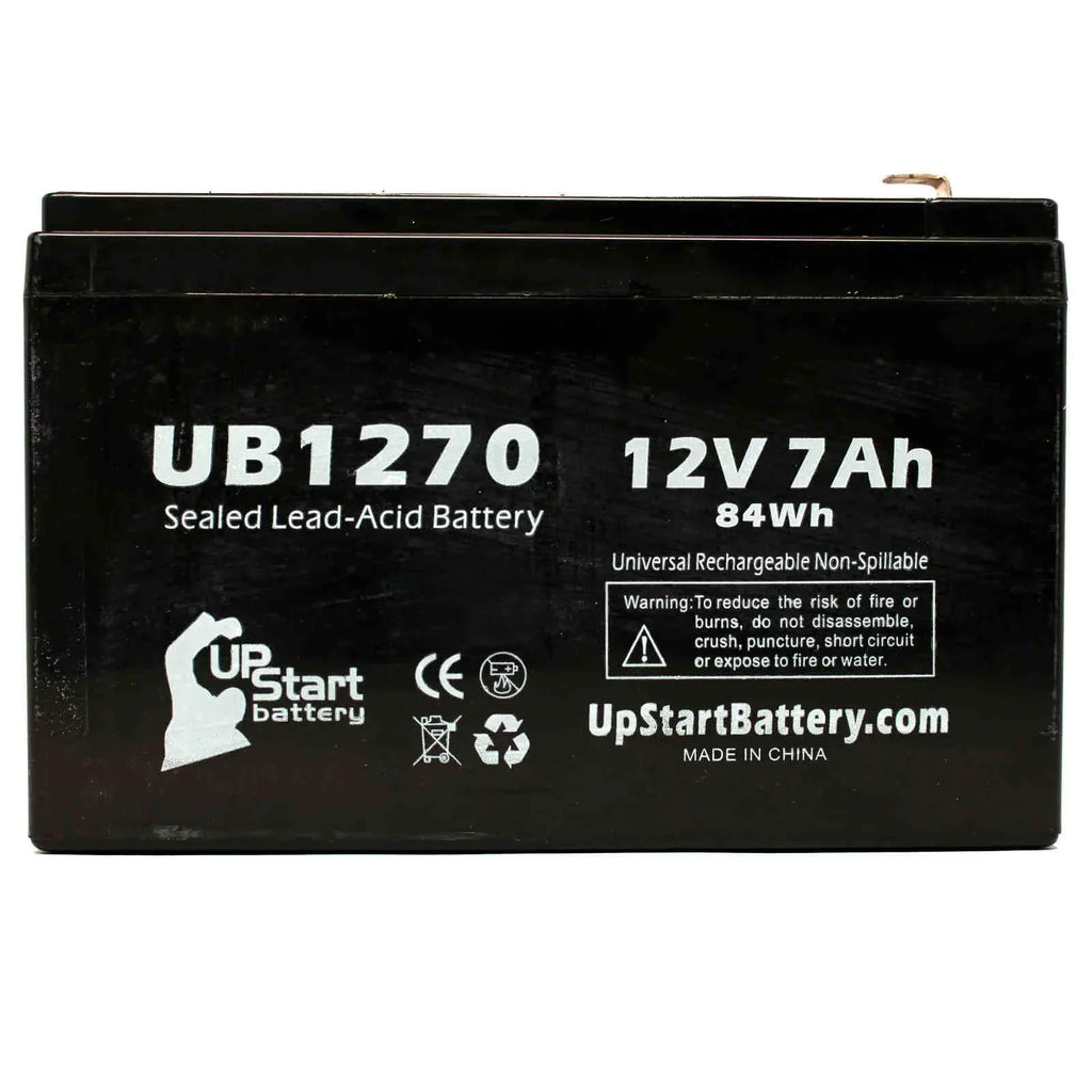 2x Pack - Suitable Upsonic PCM35 Battery - Replacement UB1270 Universal Sealed Lead Acid Battery (12V, 7Ah, 7000mAh, F1 Terminal, AGM, SLA) - Includes 4 F1 to F2 Terminal Adapters