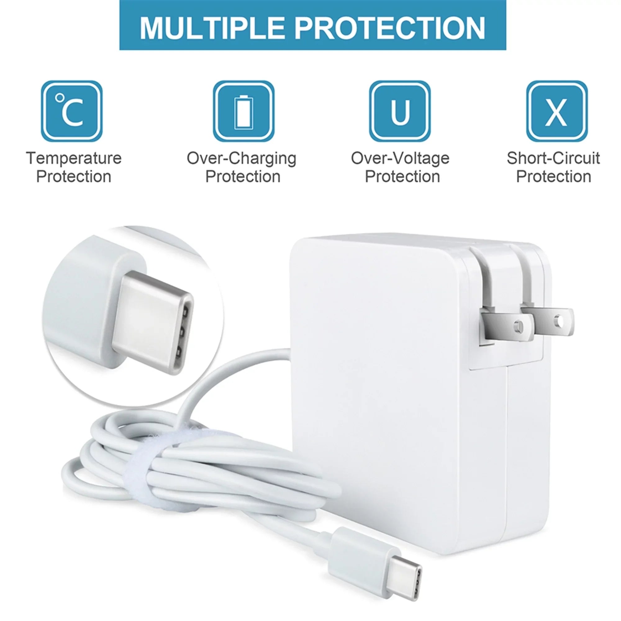 KONKIN BOO Fitting White 65W Type-C AC Adapter Charger Replacement for Lenovo 300e Chromebook 2nd Gen MTK Type 81QC