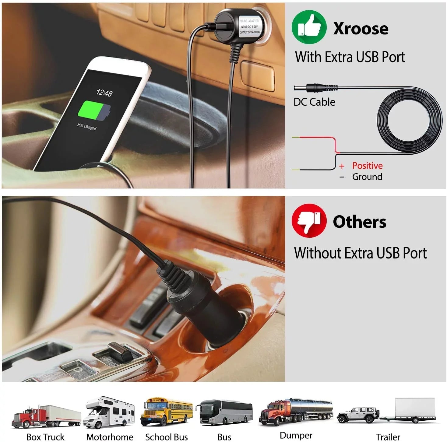 Xroose Wireless Backup Camera with 7” DVR Monitor for RV Trailer, 1080P Extra Long Range Signal + Touch Button Recorder Monitor Kit Rear View Camera for Pickup Truck Motorhome Camper, CM1