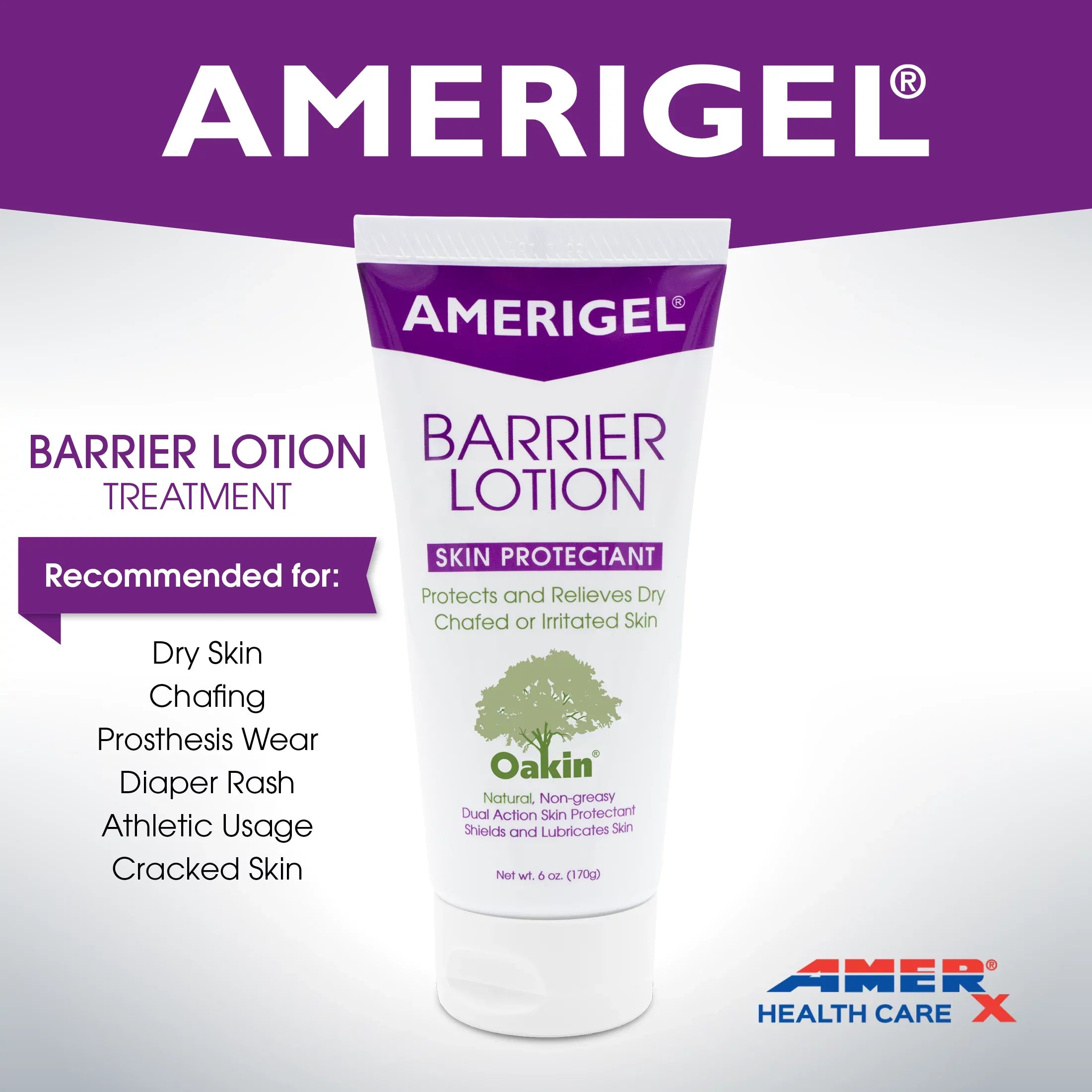 AMERIGEL Barrier Lotion (6 oz. Tube) - Invisible Skin Protectant | All Skin Types | Chaffed Skin