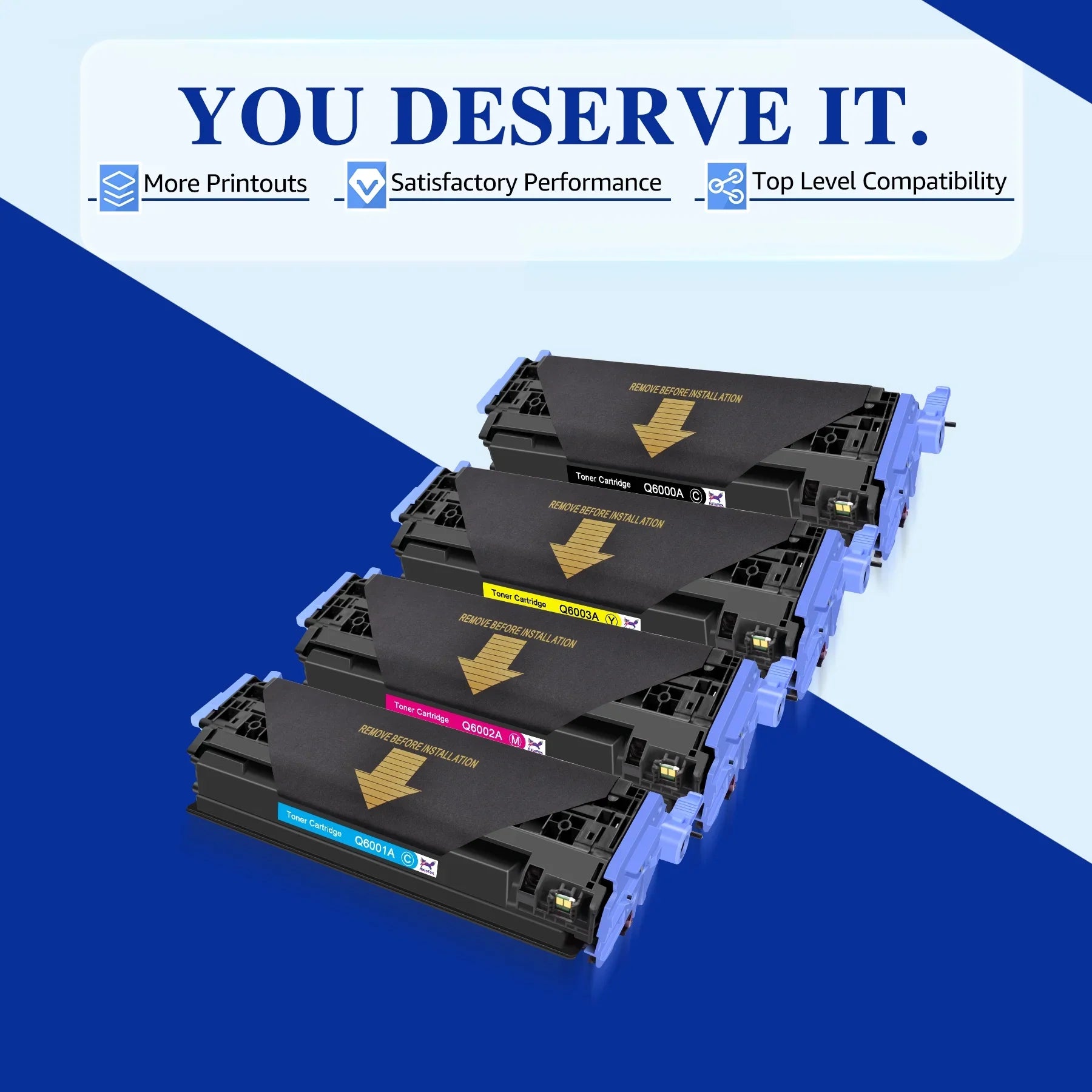 HaloFox Suitable For 4 Pack High Grade Toner Q6000A for HP LaserJet 124A 1600 2600 2600n 2605 2605dtn Printer