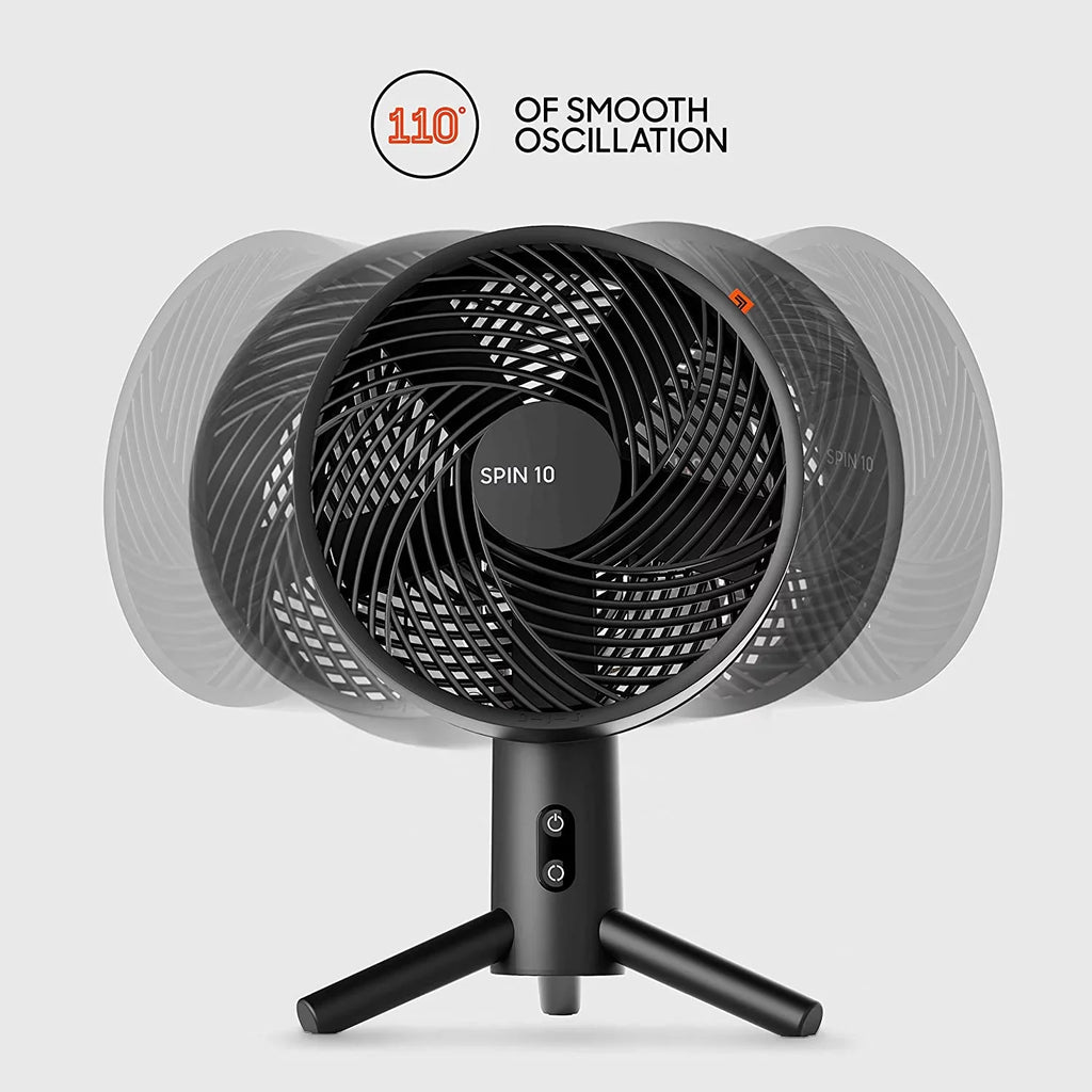 Sharper Image SPIN 10 Oscillating Desktop Fan, 15.5", Black