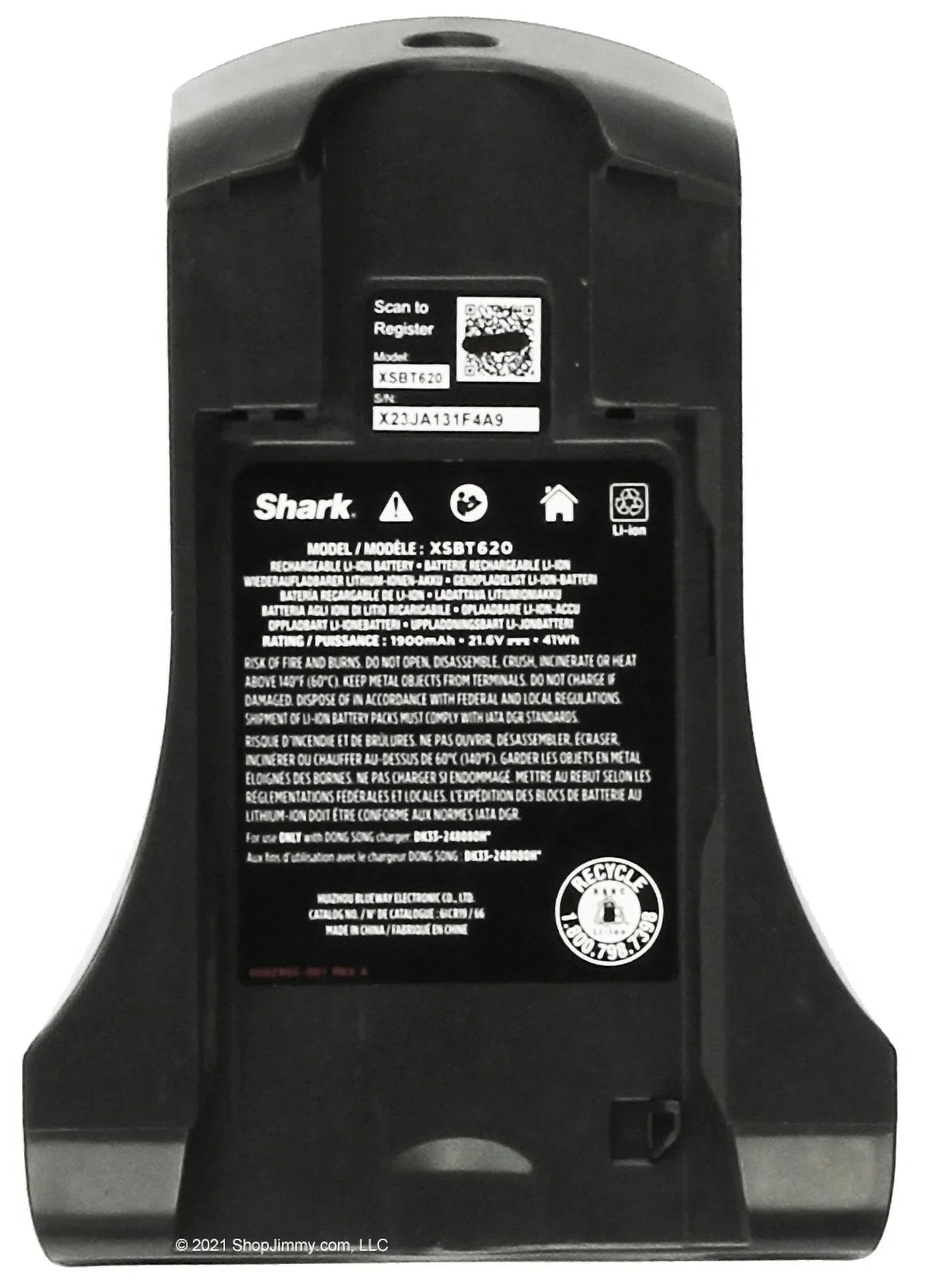 Shark OEM Lithium-Ion Battery XSBT620 Vacuum IZ162H IZ362H UZ365H UZ365H UZ345H