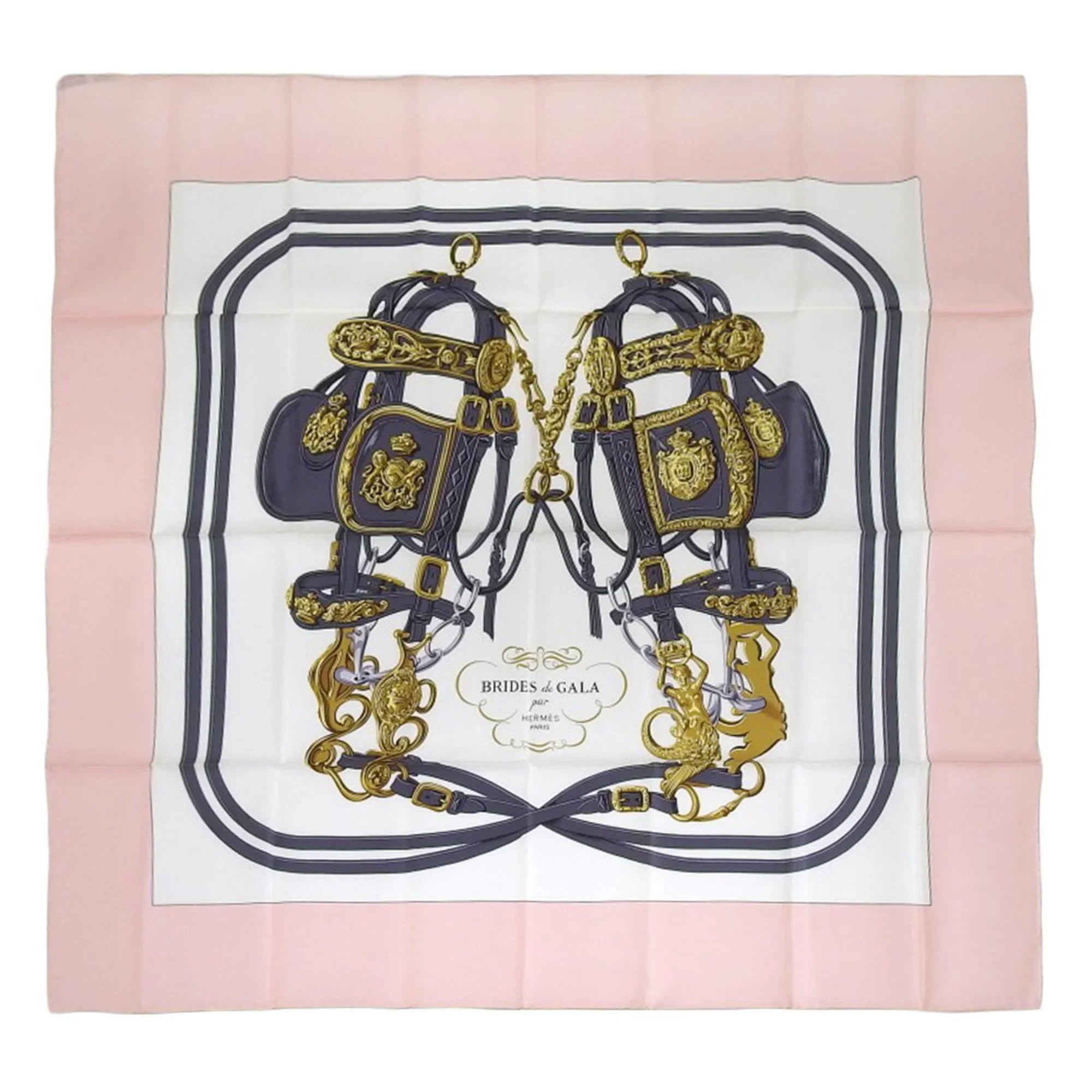 Pre-Owned Hermes HERMES Carre 90 BRIDES de GALA scarf muffler silk pink multicolor (Like New)