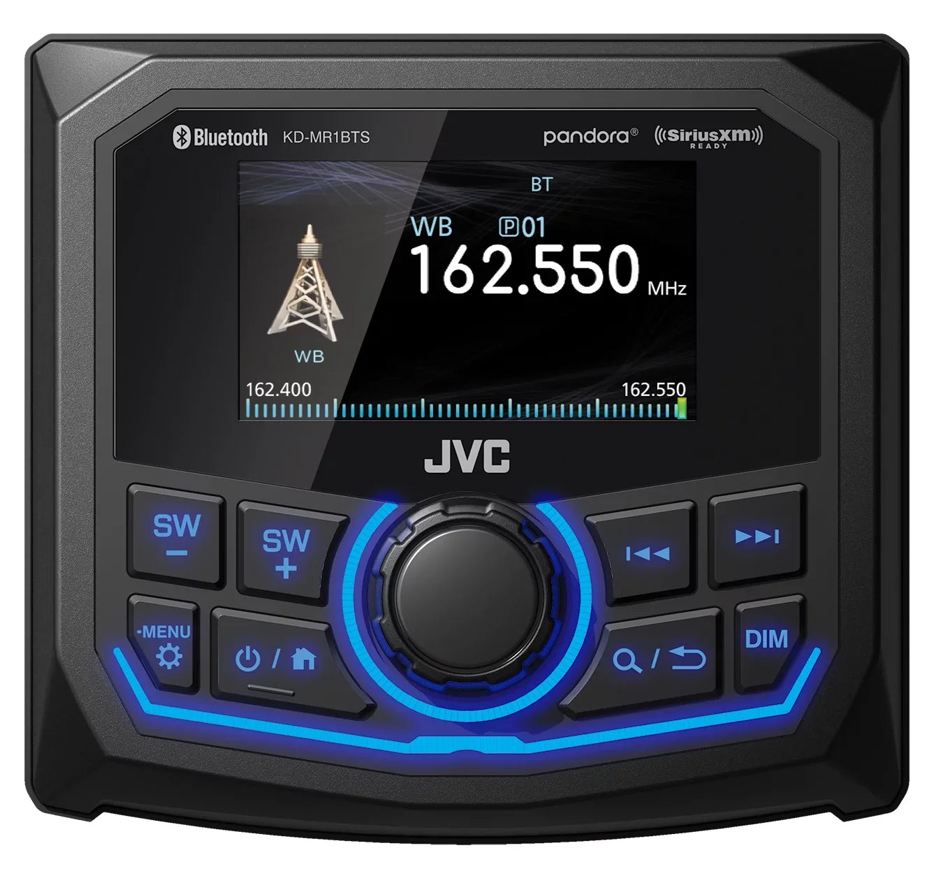 JVC KD-MR1BTS Waterproof Radio Fitting With Stinger Marine SEADASH3B Universal Marine 3" Radio Dash Kit - Black,