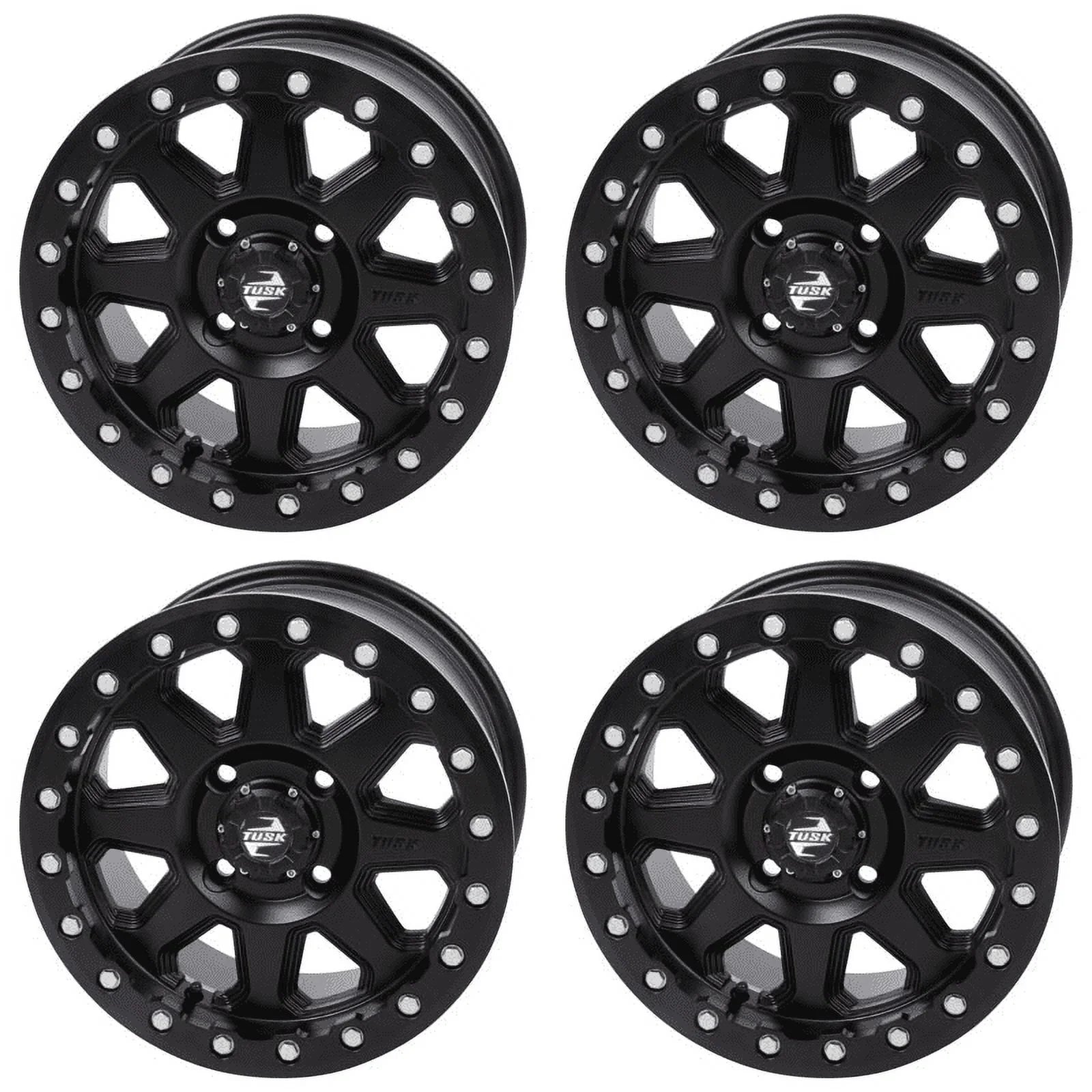(4 Pack) 4/137 Tusk Uinta Beadlock Wheel 15X7 6.0 + 1.0 Matte Black For Can-Am Defender Hd10 Pro Xt 2020-2023