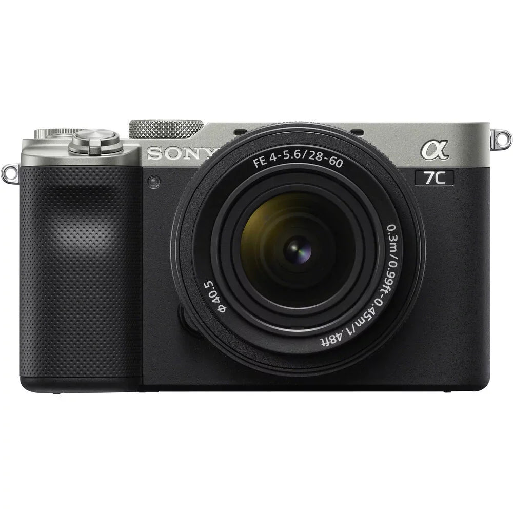 Sony a7C Mirrorless Camera (Silver) with 28-60mm Lens+24mm f/2.8 G Lens +Flash- Kit